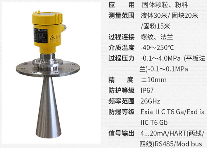 喇叭口雷達物位計RD708技術(shù)參數(shù)表圖