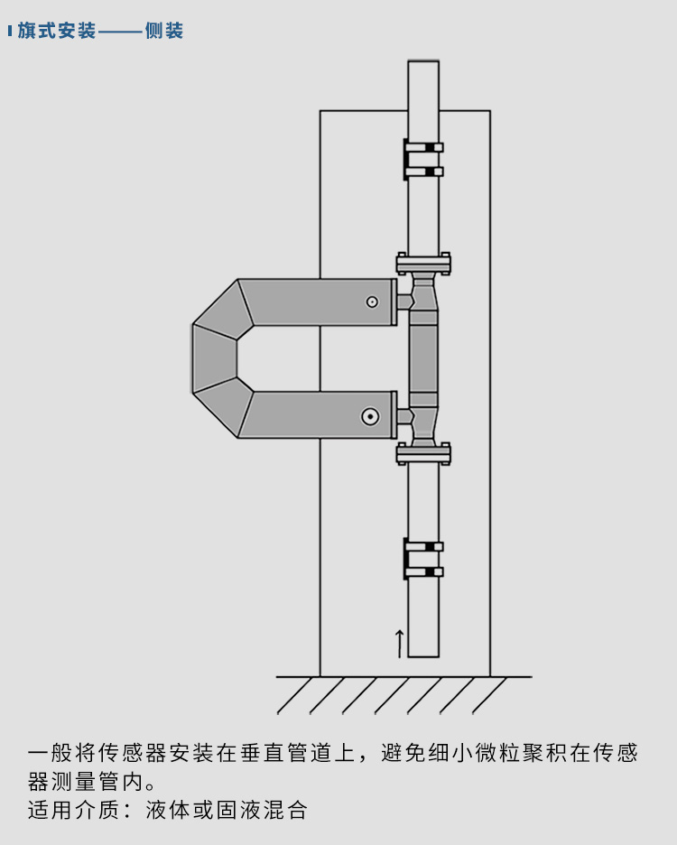 夾套質(zhì)量流量計(jì)垂直安裝示意圖